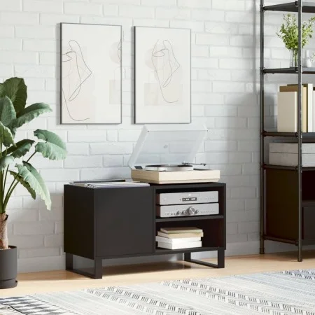 Black engineered wood record cabinet 85x38x48 cm by vidaXL, CD and DVD storage - Ref: Foro24-831709, Price: 54,63 €, Discount: %