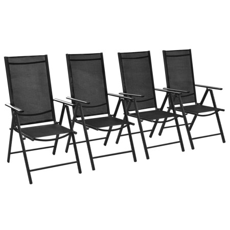 Sillas plegables de jardín 4 uds aluminio y textilene negro de vidaXL, Sillas de jardín - Ref: Foro24-41731, Precio: 219,86 €...