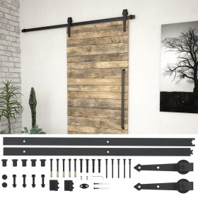 Kit de herrajes para puertas correderas acero negro 183 cm de vidaXL, Marcos de puertas - Ref: Foro24-142827, Precio: 48,38 €...