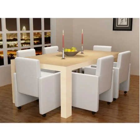 Sillas de comedor 6 uds cuero sintético blanco de vidaXL, Sillas de comedor - Ref: Foro24-160186, Precio: 924,57 €, Descuento: %