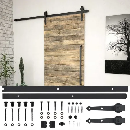 Kit de herrajes para puertas correderas SKIEN acero negro 200cm de vidaXL, Marcos de puertas - Ref: Foro24-145259, Precio: 18...