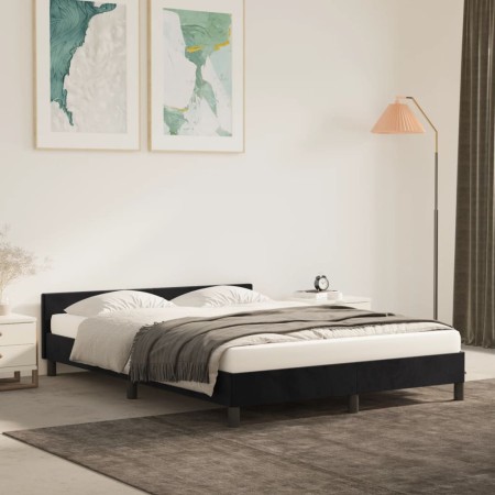Estructura de cama con cabecero de terciopelo negro 140x200 cm de vidaXL, Camas y somieres - Ref: Foro24-347575, Precio: 128,...