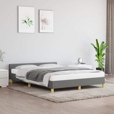 Estructura de cama con cabecero de tela gris oscuro 140x200 cm de vidaXL, Camas y somieres - Ref: Foro24-347416, Precio: 122,...