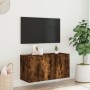 Mueble para TV de pared roble ahumado 80x30x41 cm en Muebles TV | Comprar online en Foru.es