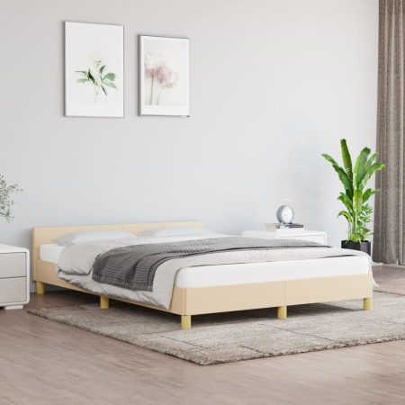 Estructura de cama con cabecero de tela color crema 140x200 cm de vidaXL, Camas y somieres - Ref: Foro24-347420, Precio: 122,...