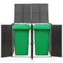 Cobertizo para 2 contenedores de basura ratán PE 140x80x117cm de vidaXL, Soportes para contenedores de residuos - Ref: Foro24...