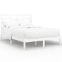 Estructura de cama de madera maciza blanca 140x190 cm de vidaXL, Camas y somieres - Ref: Foro24-3105776, Precio: 123,80 €, De...