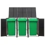 Cobertizo para 3 contenedores de basura ratán PE 207x80x117 cm de vidaXL, Soportes para contenedores de residuos - Ref: Foro2...