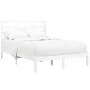 Estructura de cama de madera maciza blanca 140x190 cm de vidaXL, Camas y somieres - Ref: Foro24-3105776, Precio: 123,80 €, De...