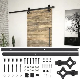 Sliding door hardware kit SKIEN black steel 183cm by vidaXL, doorframes - Ref: Foro24-145260, Price: 65,82 €, Discount: %