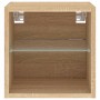 Mueble de TV de pared con luces LED roble Sonoma 30x28,5x30 cm en Muebles TV | Comprar online en Foru.es