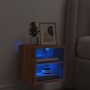 Mueble de TV de pared con luces LED roble marrón 30x28,5x30 cm en Muebles TV | Comprar online en Foru.es
