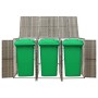 Cobertizo 3 contenedores de basura ratán PE gris 207x80x117 cm de vidaXL, Soportes para contenedores de residuos - Ref: Foro2...