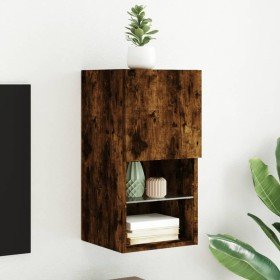 Mueble para TV con luces LED roble ahumado 30,5x30x60 cm en Muebles TV | Comprar online en Foru.es