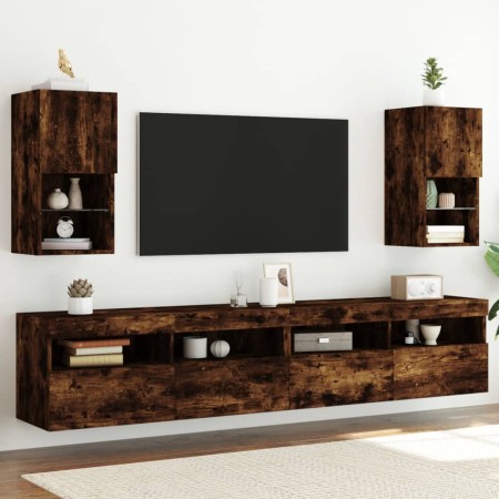 Muebles para TV con luces LED 2 uds roble ahumado 30,5x30x60 cm en Muebles TV | Comprar online en Foru.es