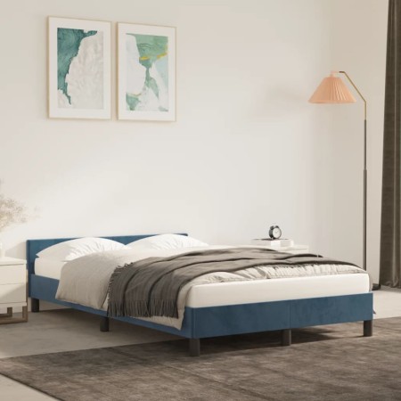 Estructura cama con cabecero terciopelo azul oscuro 120x200cm de vidaXL, Camas y somieres - Ref: Foro24-347565, Precio: 121,7...