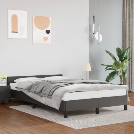 Estructura de cama con cabecero cuero sintético gris 120x200cm de vidaXL, Camas y somieres - Ref: Foro24-347493, Precio: 158,...