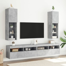 Muebles de TV con luces LED 2 uds gris hormigón 30,5x30x102 cm en Muebles TV | Comprar online en Foru.es