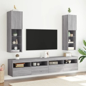 Muebles de TV con luces LED 2 uds gris Sonoma 30,5x30x102 cm en Muebles TV | Comprar online en Foru.es
