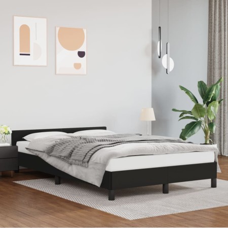 Estructura de cama con cabecero cuero sintético negro 120x200cm de vidaXL, Camas y somieres - Ref: Foro24-347489, Precio: 132...