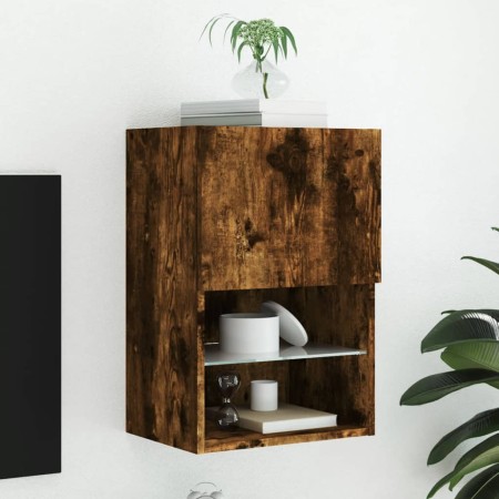 Mueble para TV con luces LED roble ahumado 40,5x30x60 cm en Muebles TV | Comprar online en Foru.es