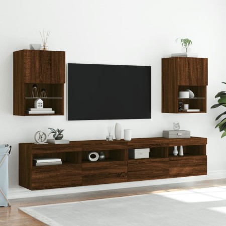 Muebles de TV con luces LED 2 uds roble 40,5x30x60 cm en Muebles TV | Comprar online en Foru.es