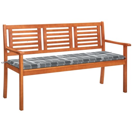 Banco de jardín 3 plazas madera maciza eucalipto y cojín 150 cm de vidaXL, Bancos de jardín - Ref: Foro24-3061010, Precio: 20...