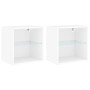 Mesitas de noche de pared con luces LED 2 unidades blanco en Muebles TV | Comprar online en Foru.es