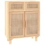 Brown solid pine wood and natural rattan sideboard 60x30x75 cm by vidaXL, Sideboards - Ref: Foro24-345638, Price: 141,38 €, D...