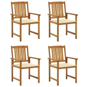 Sillas de jardín con cojines 4 unidades madera maciza de acacia de vidaXL, Sillas de jardín - Ref: Foro24-3061172, Precio: 31...