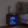 Mesita de noche de pared con luces LED roble marrón en Muebles TV | Comprar online en Foru.es