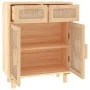 Brown solid pine wood and natural rattan sideboard 60x30x75 cm by vidaXL, Sideboards - Ref: Foro24-345638, Price: 141,38 €, D...