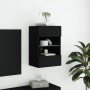 Mueble de TV de pared con luces LED negro 40x30x60,5 cm en Muebles TV | Comprar online en Foru.es