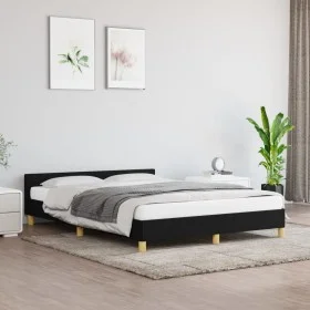 Estructura de cama con cabecero de tela negro 140x190 cm de vidaXL, Camas y somieres - Ref: Foro24-347409, Precio: 115,63 €, ...