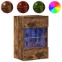 Armarios de pared con luces LED para TV 2 uds roble ahumado 40x30x60,5 cm en Muebles TV | Comprar online en Foru.es