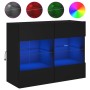 Mueble de TV de pared con luces LED negro 78,5x30x60,5 cm en Muebles TV | Comprar online en Foru.es