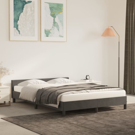 Estructura cama con cabecero terciopelo gris oscuro 140x190 cm de vidaXL, Camas y somieres - Ref: Foro24-347568, Precio: 118,...