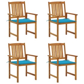 Sillas de jardín con cojines 4 unidades madera maciza de acacia de vidaXL, Sillas de jardín - Ref: Foro24-3061176, Precio: 31...