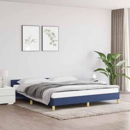 Estructura de cama con cabecero de tela azul 160x200 cm de vidaXL, Camas y somieres - Ref: Foro24-347429, Precio: 125,62 €, D...