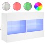 Mueble de TV de pared con luces LED blanco 98,5x30x60,5 cm en Muebles TV | Comprar online en Foru.es