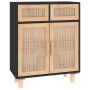 Aparador negro madera pino maciza y ratán natural 60x30x75 cm de vidaXL, Aparadores - Ref: Foro24-345637, Precio: 136,05 €, D...