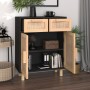 Aparador negro madera pino maciza y ratán natural 60x30x75 cm de vidaXL, Aparadores - Ref: Foro24-345637, Precio: 136,05 €, D...