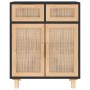 Aparador negro madera pino maciza y ratán natural 60x30x75 cm de vidaXL, Aparadores - Ref: Foro24-345637, Precio: 136,05 €, D...