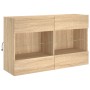 Mueble TV de pared con luces LED roble Sonoma 98,5x30x60,5 cm en Muebles TV | Comprar online en Foru.es