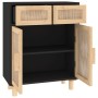 Aparador negro madera pino maciza y ratán natural 60x30x75 cm de vidaXL, Aparadores - Ref: Foro24-345637, Precio: 136,05 €, D...
