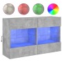 Mueble TV de pared con luces LED gris hormigón 98,5x30x60,5 cm en Muebles TV | Comprar online en Foru.es