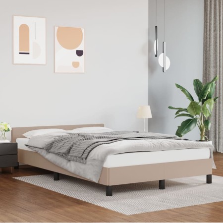 Estructura de cama cabecero cuero sintético capuchino 140x190cm de vidaXL, Camas y somieres - Ref: Foro24-347500, Precio: 104...