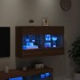 Mueble TV de pared con luces LED roble marrón 98,5x30x60,5 cm en Muebles TV | Comprar online en Foru.es