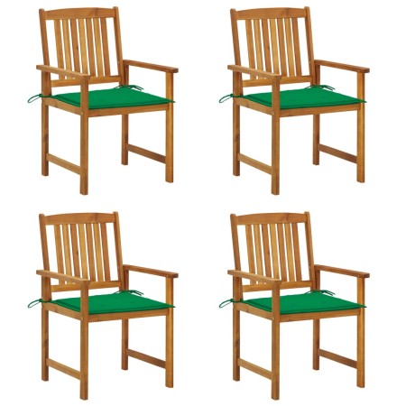 Sillas de jardín con cojines 4 unidades madera maciza de acacia de vidaXL, Sillas de jardín - Ref: Foro24-3061178, Precio: 32...