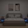 Mesitas de noche de pared con luces LED 2 uds roble ahumado en Muebles TV | Comprar online en Foru.es